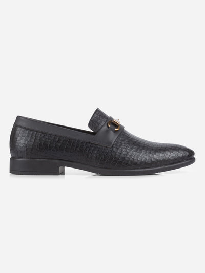 Men's Black Fashion Buckle Slip On (IX1084)-Formals - iD Shoes