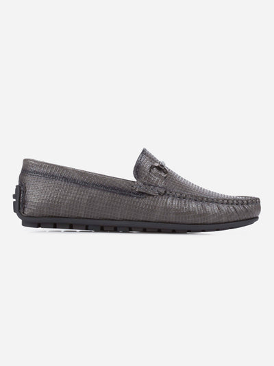 Men's Grey Moc Toe Casual Loafer (IX4108)-Loafers - iD Shoes