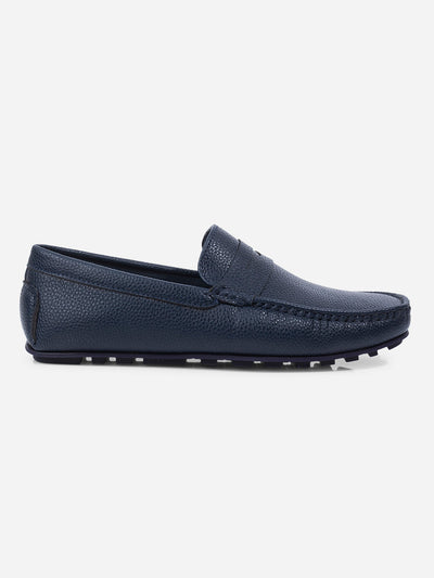 Men's Navy Moc Toe Casual Loafer (IX4110)-Loafers - iD Shoes