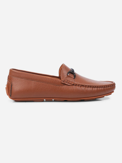 Men's Tan Moc Toe Buckle Loafer (IX4111)-Loafers - iD Shoes