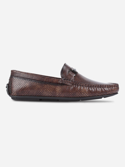 Men's Brown Moc Toe Buckle Loafer (IX4114)-Loafers - iD Shoes