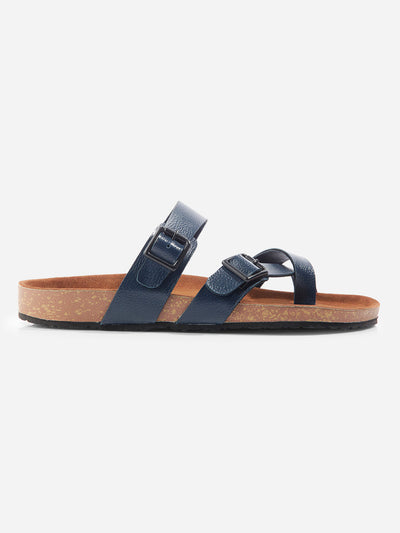 Men's Blue Double Band Strap Comfort Sandals (IX5012)-Sandal / Slipper - iD Shoes