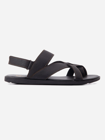 Men's Black Cross Strap Casual Sandals (IX5017)-Sandals/Slippers - iD Shoes