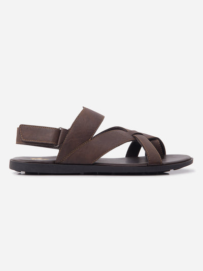 Men's Brown Cross Strap Casual Sandals (IX5017)-Sandals/Slippers - iD Shoes