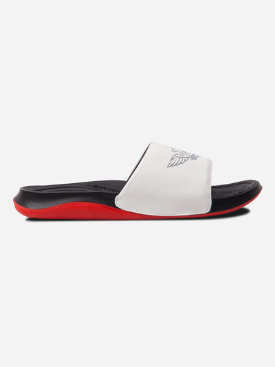 Men's White/Red Active Graphic Printed Slider (IX5018)-Sandals/Slippers - iD Shoes