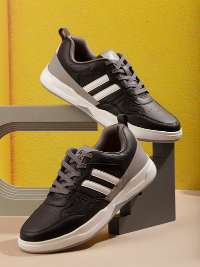 Men's Black Lace Up Sneakers (IX6017)-Casual - iD Shoes