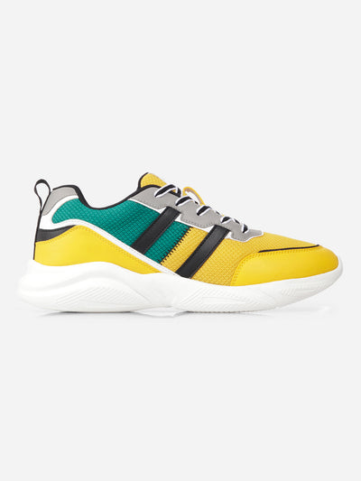 Men's Yellow Colourblocked Sneakers IX7135-Sneakers - iD Shoes