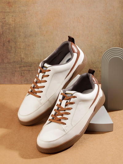 Men's White Textured Leather Sneaker (ID3096)-Sneakers - iD Shoes