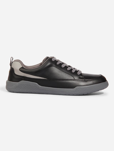 Men's Black Textured Leather Sneaker (ID3096)-Sneakers - iD Shoes