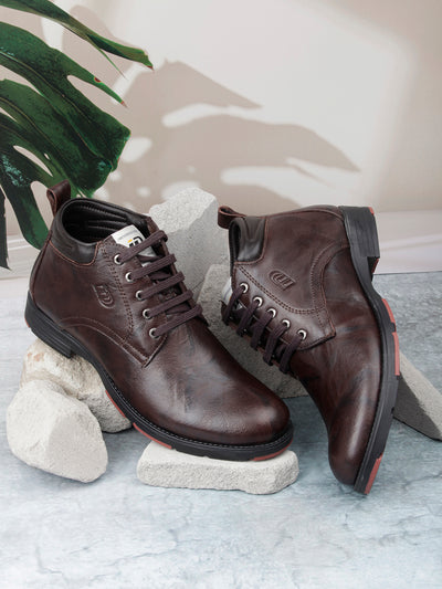 Men's Brown Crumble Leather Boot (ID1026)-Boots - iD Shoes