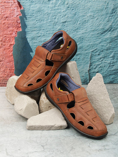 Men's Tan Roman Style Close Sandal (IX5004)-Sandals/Slippers - iD Shoes