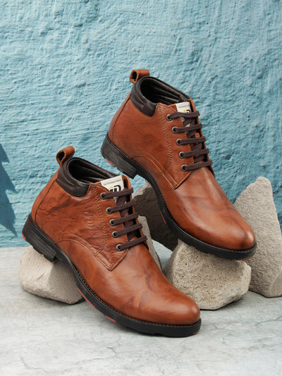 Men's Tan Crumble Leather Boot (ID1026)-Boots - iD Shoes