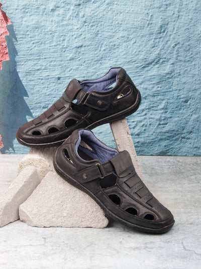 Men's Black Roman Style Close Sandal (IX5004)-Sandals/Slippers - iD Shoes