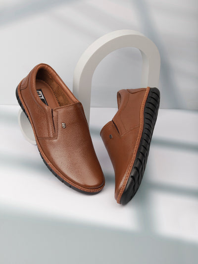 Men's Tan Comfort Fit Semi Formal Slip On (ID2071)-Formals - iD Shoes