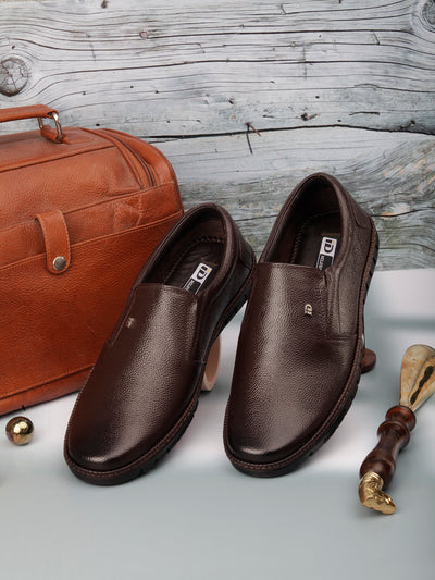 Men's Brown Comfort Fit Semi Formal Slip On (ID2071)-Formals - iD Shoes