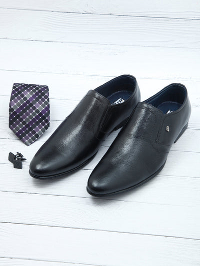 Men's Black Regular Toe Slip On Formal (ID2187)-Formal - iD Shoes