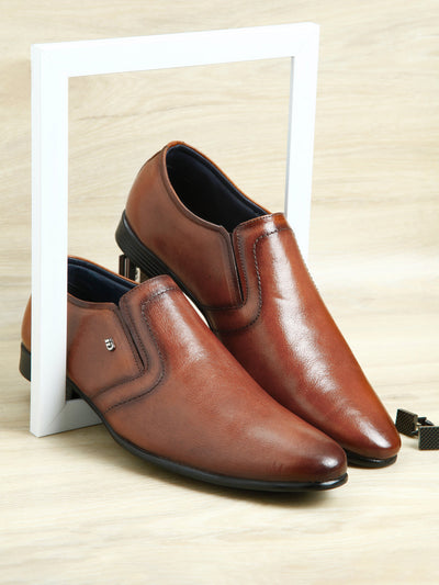 Men's Tan Regular Toe Slip On Formal (ID2187)-Formal - iD Shoes