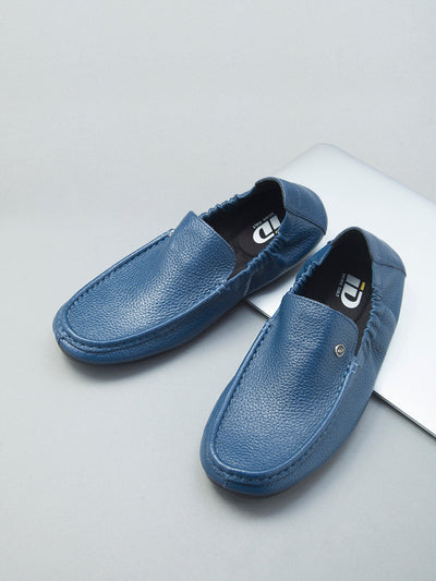 Men's Blue Elastic Collered Snug Fit Slip On (ID3057)-Loafers - iD Shoes