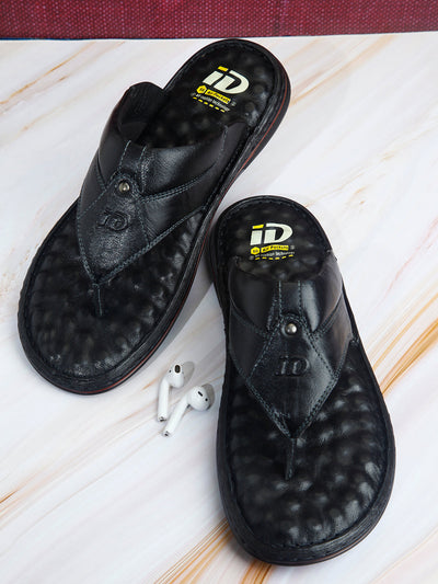 Men's Black 56 Air Pocket Footbed Thong Sandal (ID4164)-Sandal / Slipper - iD Shoes