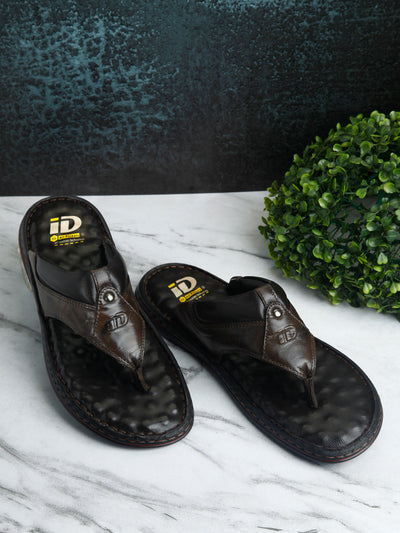 Men's Brown 56 Air Pocket Footbed Thong Sandal (ID4164)-Sandal / Slipper - iD Shoes