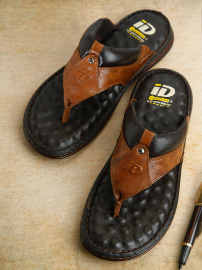 Men's Tan 56 Air Pocket Footbed Thong Sandal (ID4164)-Sandal / Slipper - iD Shoes