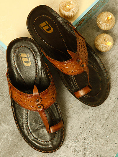 Men's Tan Kolapuri Style Ethnic Slipper (ID4068)-Sandals/Slippers - iD Shoes