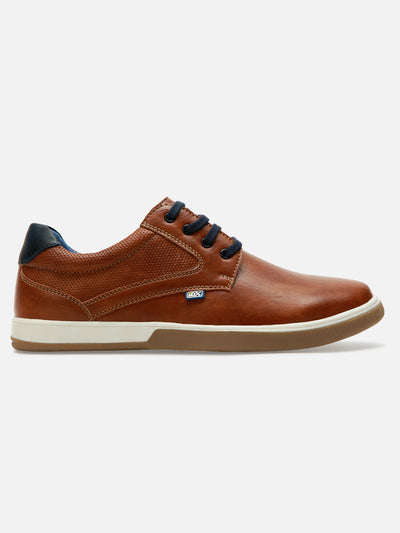 Men's Tan Round Toe Lace Up Casual (IX1017)-Casuals - iD Shoes