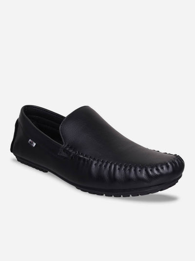 Men's Black Moc Toe Formal Loafer (ID1041)-Loafers - iD Shoes