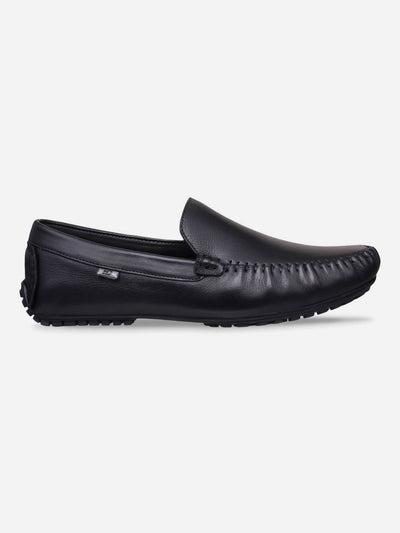 Men's Black Moc Toe Formal Loafer (ID1041)-Loafers - iD Shoes