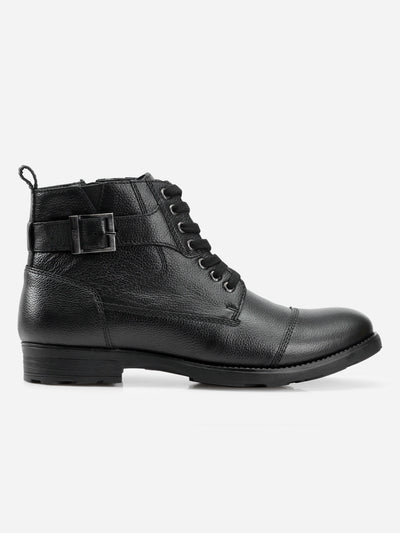 Men's Black Leather Derby Boot (ID1102)-Boots - iD Shoes