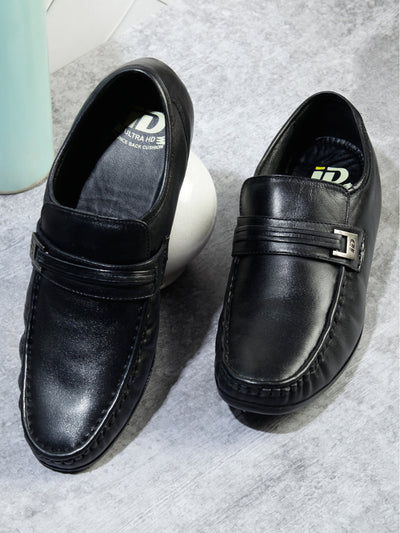Men's Black Moc Formal Slip On (ID1106)-Formals - iD Shoes