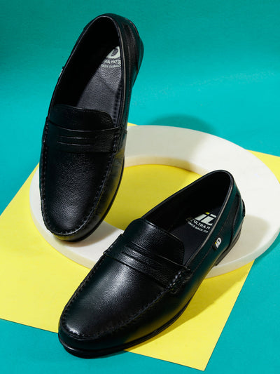 Men's Black Penny Loafer (ID1109)-Loafers - iD Shoes