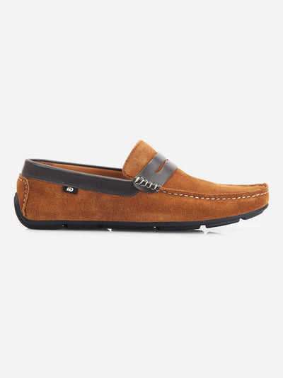 Men's Tan Moc Toe Casual Loafer (ID1142)-Loafers - iD Shoes