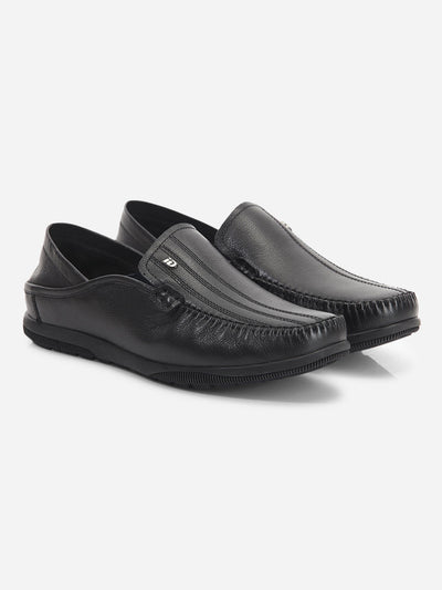 Men's Black Round Toe Casual Slip (ID1159)-Loafers - iD Shoes