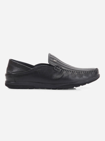 Men's Black Round Toe Casual Slip (ID1159)-Loafers - iD Shoes