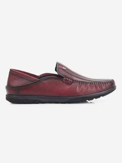 Men's Wine Round Toe Casual Slip (ID1159)-Loafers - iD Shoes