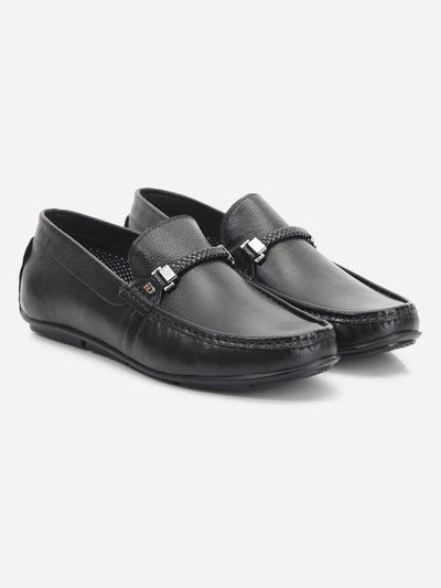 Men's Black Moc Toe Casual Loafer (ID1161)-Loafers - iD Shoes