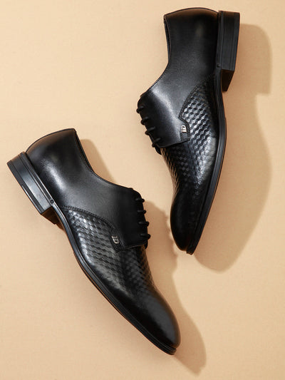 Men's Black 3D Finish Regular Toe Formal (ID2114)-Formals - iD Shoes