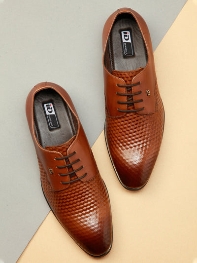 Men's Tan 3D Finish Regular Toe Formal (ID2114)-Formals - iD Shoes