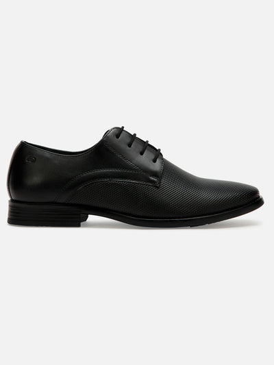 Men's Black Regular Toe Textured Finish Formal (ID2139)-Formals - iD Shoes