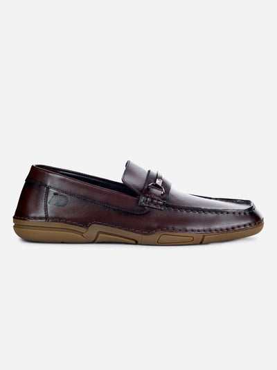 Men's Wine Metal Trim Formal Slip On (ID2144)-Loafers - iD Shoes