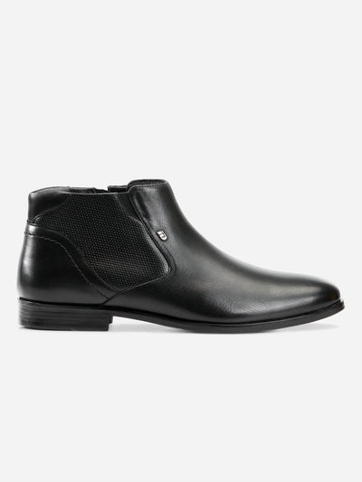 Men's Black Slip On Ankle Height Formal (ID2145)-Boots - iD Shoes