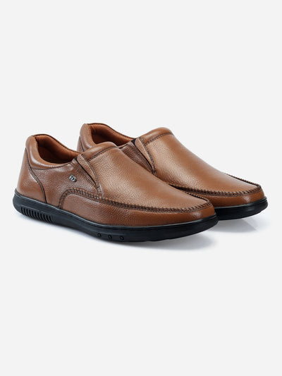 Men's Tan Regular Moc Toe Slip On Semi Formal (ID2149)-Formals - iD Shoes