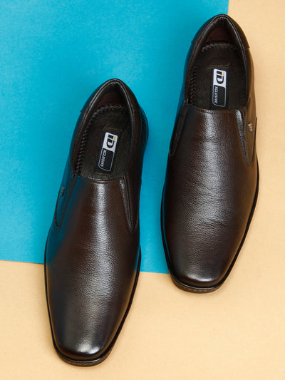 Men's Brown Regular Toe Slipon Formal (ID2164)-Formals - iD Shoes
