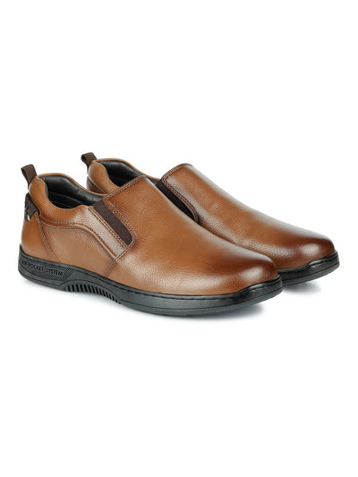 Men's Tan Round Toe Slip On Semi Formal (ID2166)-Formals - iD Shoes