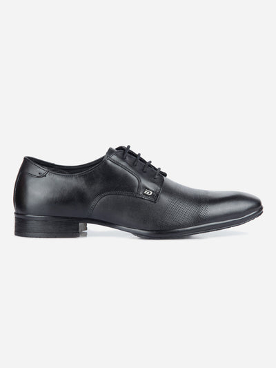 Men's Black Regular Toe Textured Finish Lace Up Formal (ID2171)-Formals - iD Shoes