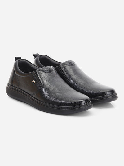 Men's Black Round Toe Slip On Semi Formal (ID2225)-Formal - iD Shoes
