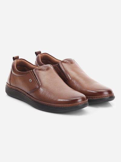 Men's Tan Round Toe Slip On Semi Formal (ID2225)-Formal - iD Shoes