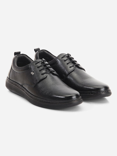 Men's Black Round Toe Lace Up Semi Formal (ID2226)-Formal - iD Shoes