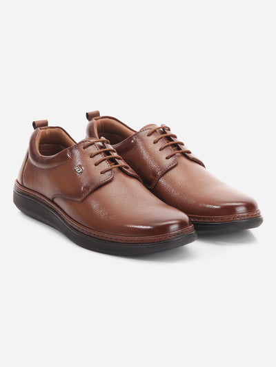 Men's Tan Round Toe Lace Up Semi Formal (ID2226)-Formal - iD Shoes